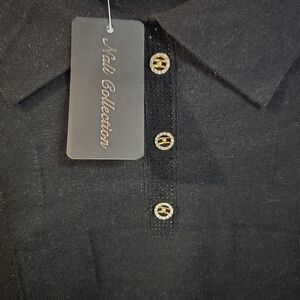 Women's Black Polo with Gold Accents